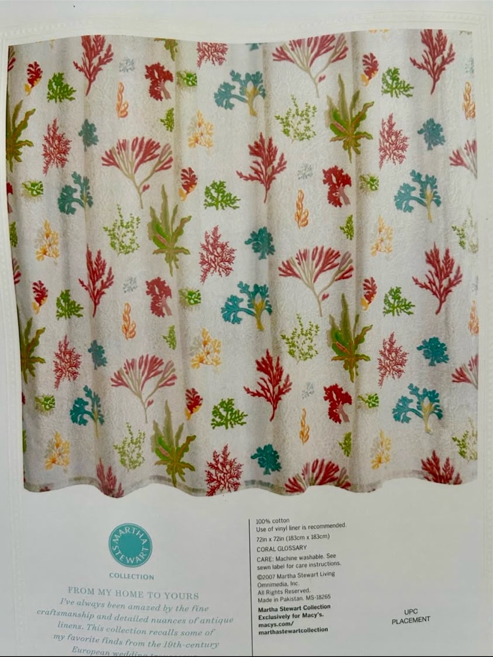Martha Stewart Coral Glossary Shower Curtain